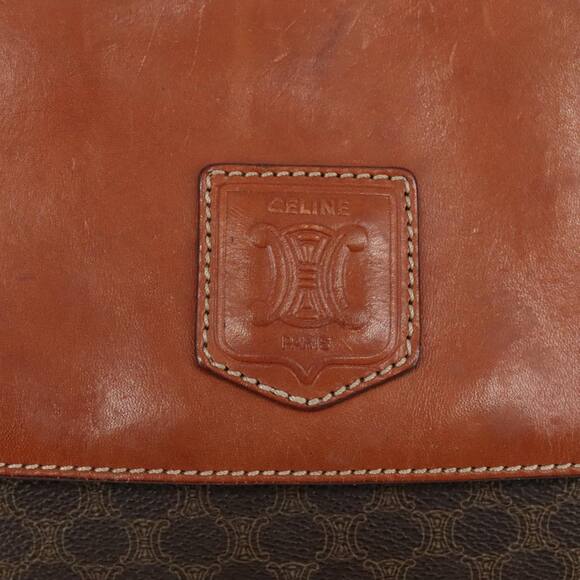 CELINE Macadam Canvas Shoulder Bag Pvc Leather Brown Gold - Picture 15 of 16